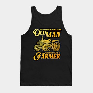 Best Farmer Art For Men Dad Grandpa Farm Tractor Cow Farming Tank Top